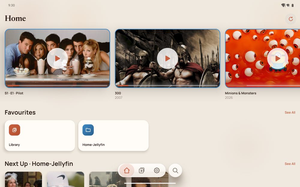 The Home tab on a tablet in landscape.