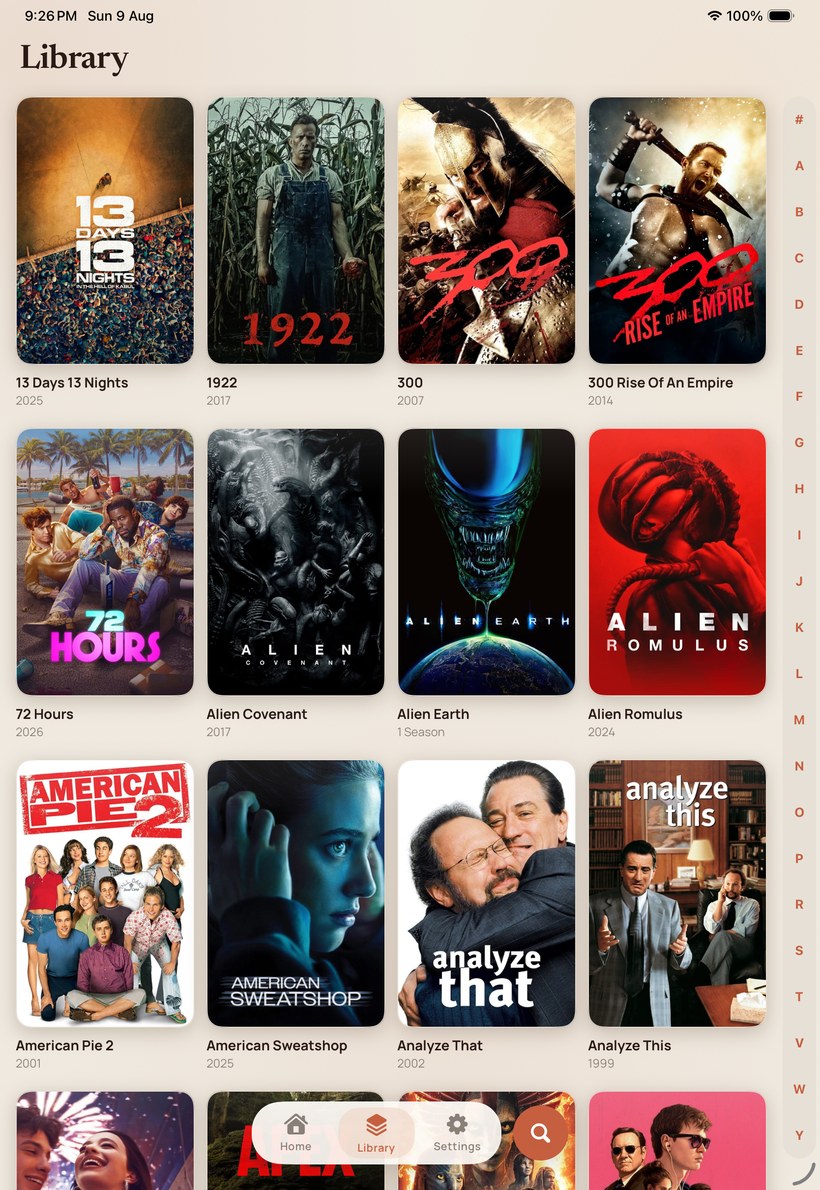 The iPad Library grid.