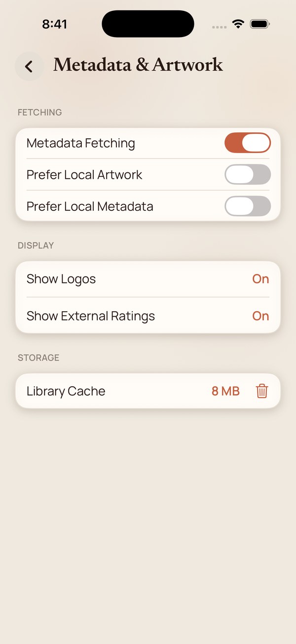 Metadata and Artwork settings.
