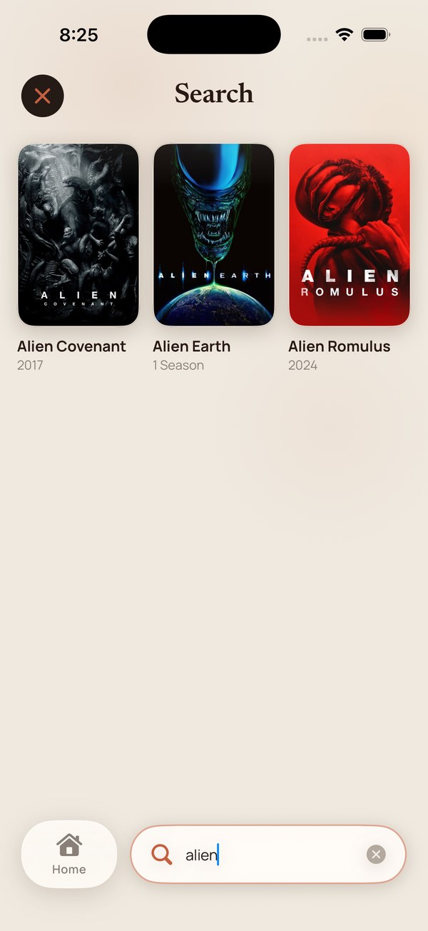 Live search results for the query alien.